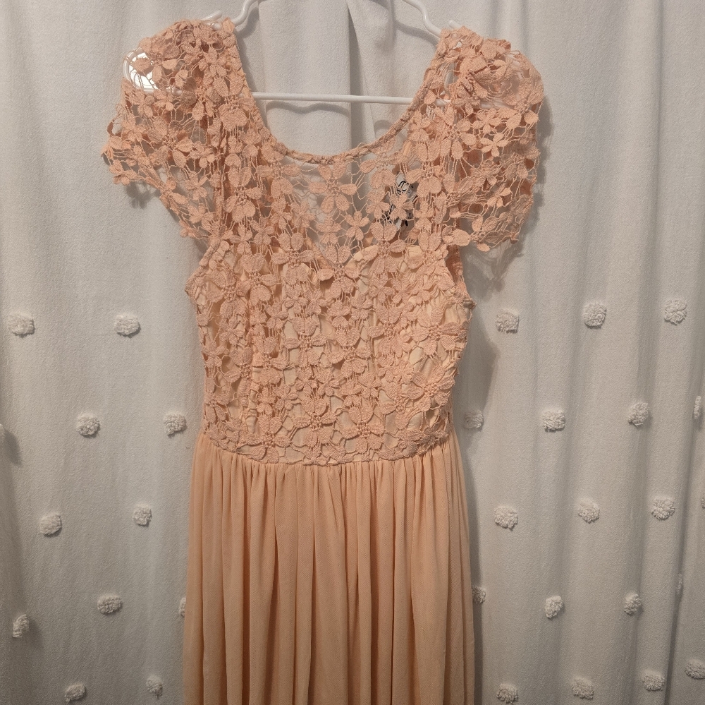 Xenia Boutique Peach Floral Lace Dress Nwt Size 12